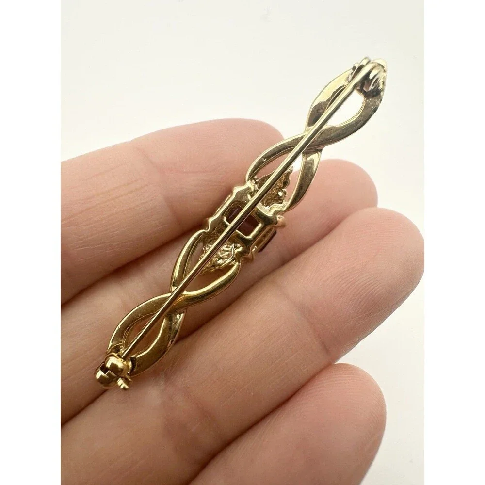Vintage Gold Tone Infinity Rhinestone Pin Brooch
